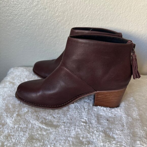 Toms Carpe Diem Ankle Boots Soft Leather Tassel Zip Back Closure Brown Sz 7 - Picture 6 of 15